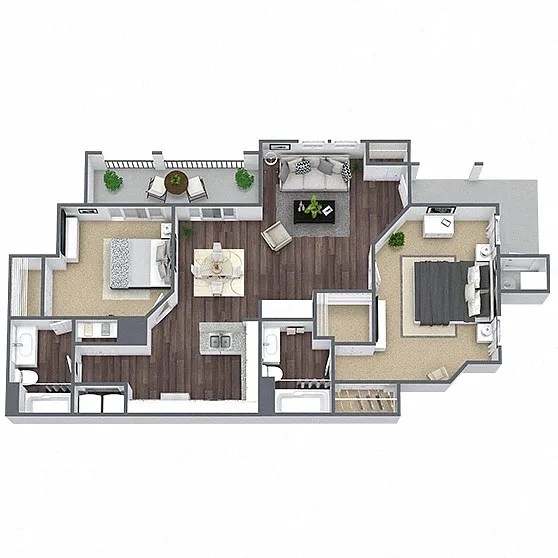 Floor plan B2: 2 Bed 2 Bath
