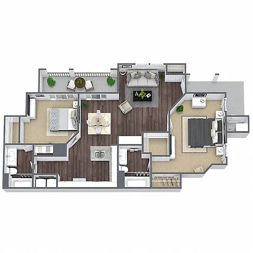Floor plan B2: 2 Bed 2 Bath
