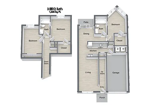 Floor plan Three Bedroom Townhome