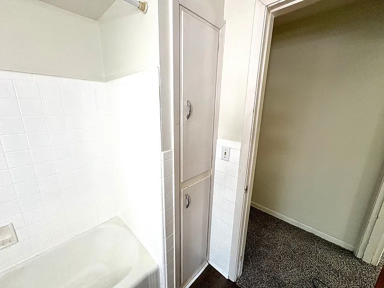 Linen closet in bathroom