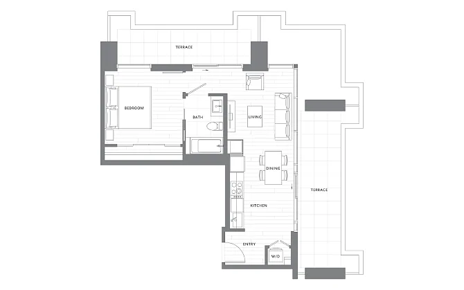 Floor plan 1 Bedroom 1 Bath Den A20