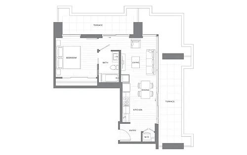 Floor plan 1 Bedroom 1 Bath Den A20