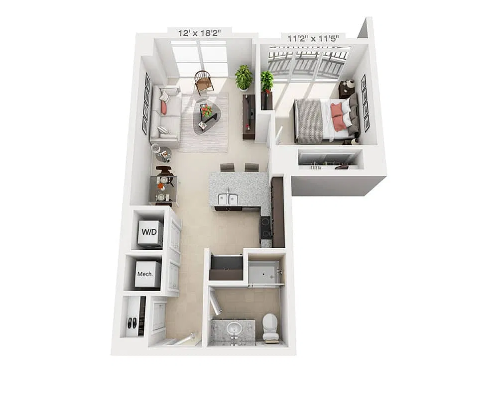 Floor plan One Bedroom A1A