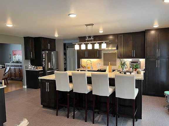 Kitchen with dual height countertops