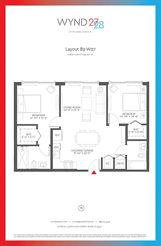 Floor plan W27 - 2BR 2BA (924 SF)