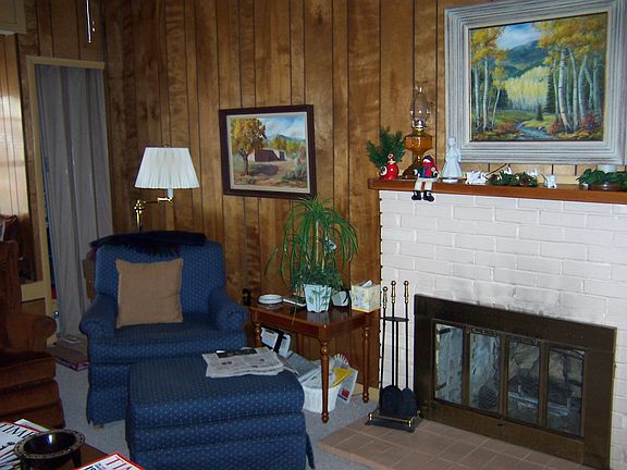 Family with gas fireplace