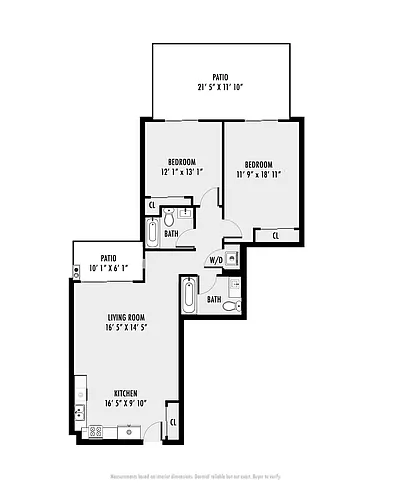 Floor plan 2 Bedrooms, 2 Bathrooms