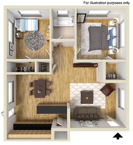 Floor plan 2 BEDROOMS 1 BATHROOM