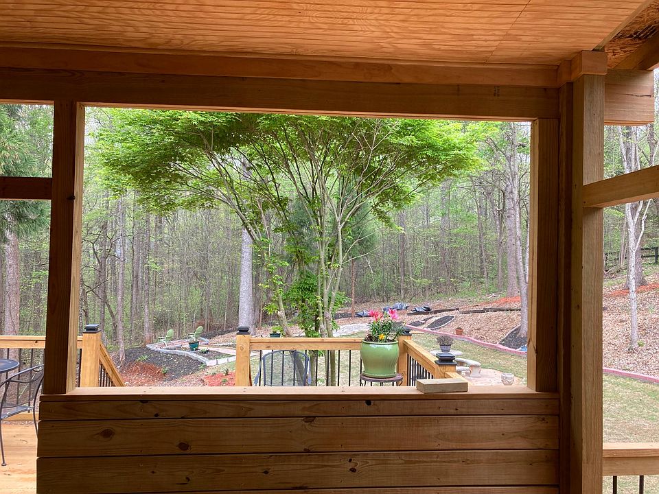 Screened deck backyard view.