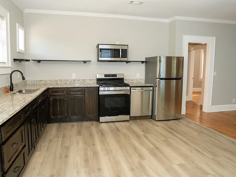 New renovated kitchen with stainless steel appliances