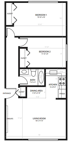 Floor plan 2 Bedrooms