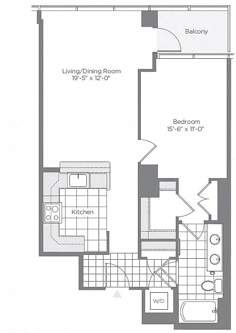 Floor plan 1 Bed - 1 Bath | A04