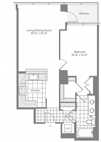 Floor plan 1 Bed - 1 Bath | A04