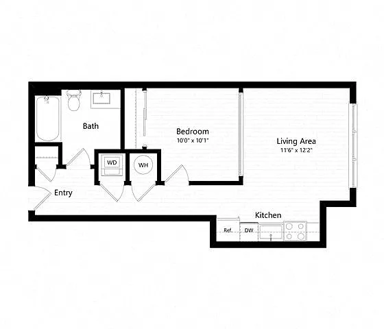 Floor plan 1 Bed - 1 Bath | Aj1 - Judd