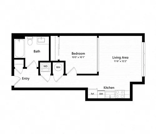 Floor plan 1 Bed - 1 Bath | Aj1 - Judd