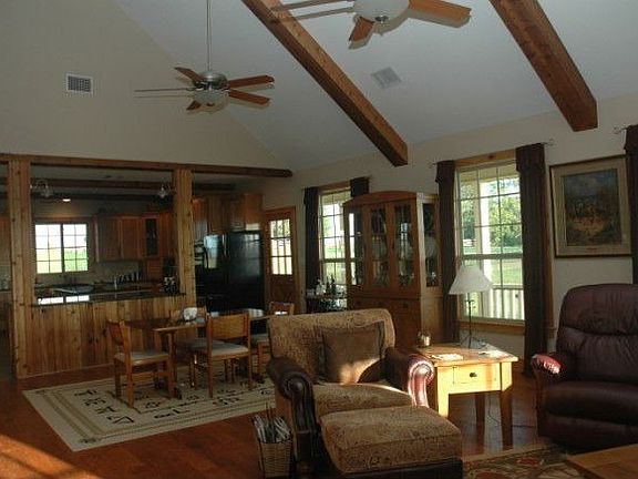 Open floor plan is entertainer's delight.