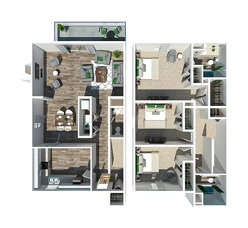 Floor plan 3 Bedroom 2.5 Bath Townhome