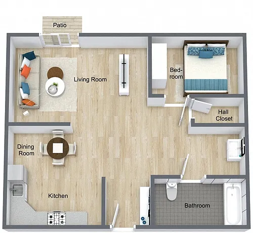 Floor plan Bancroft 1x1
