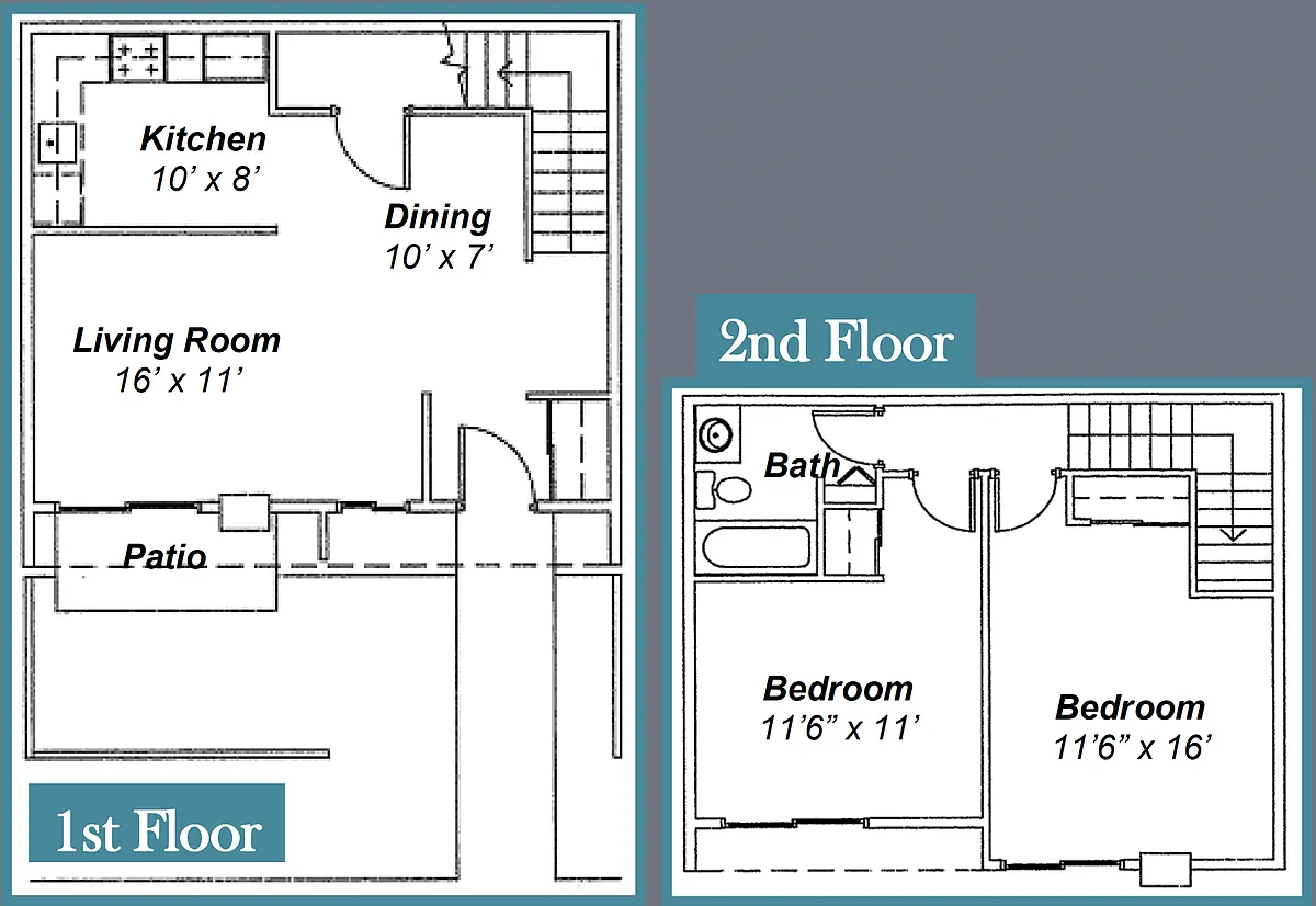 Floor plan Two-Bedroom Townhome - Tax Credit