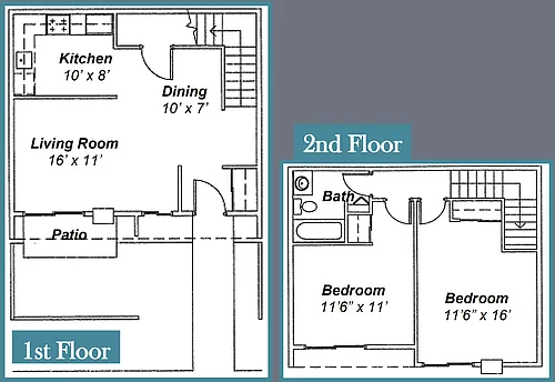 Floor plan Two-Bedroom Townhome - Tax Credit