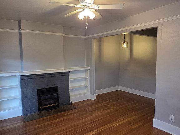 Gas fireplace insert in living room