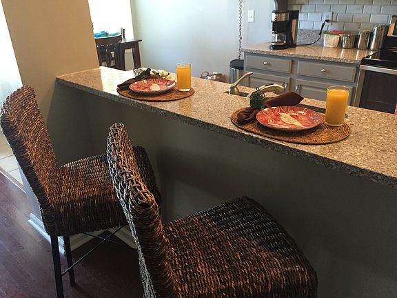 Bar seating in kitchen.