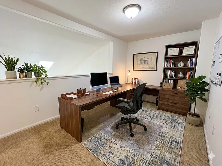 Loft area decorated by AI as if used as an office.
NOTE: House is unfurnished.