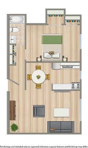 Floor plan 1 Bedroom A