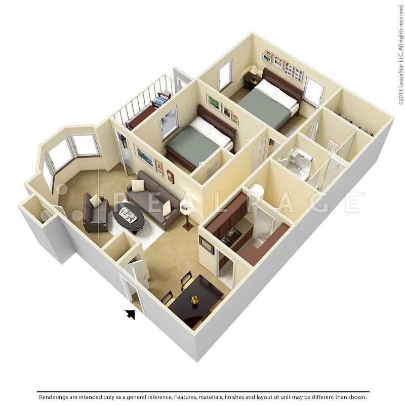 Floor plan Two Bedroom, Two Bath