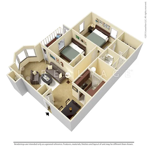 Floor plan Two Bedroom, Two Bath