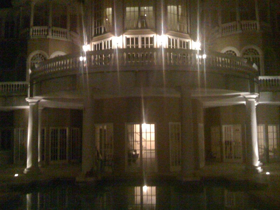 A view from the back at night