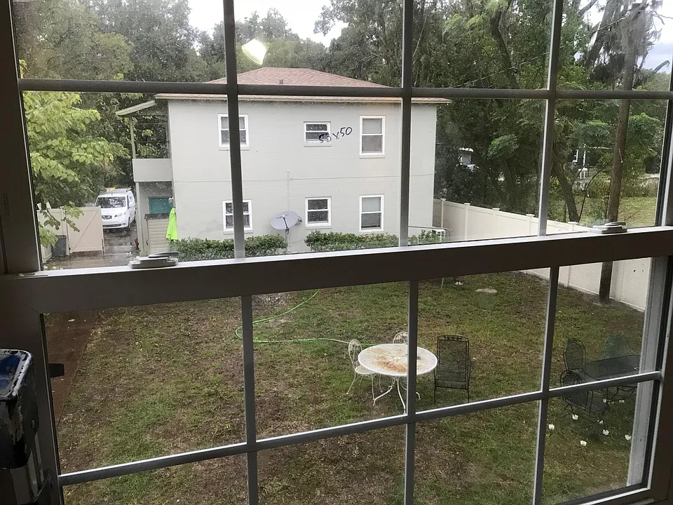 View out the living room window.