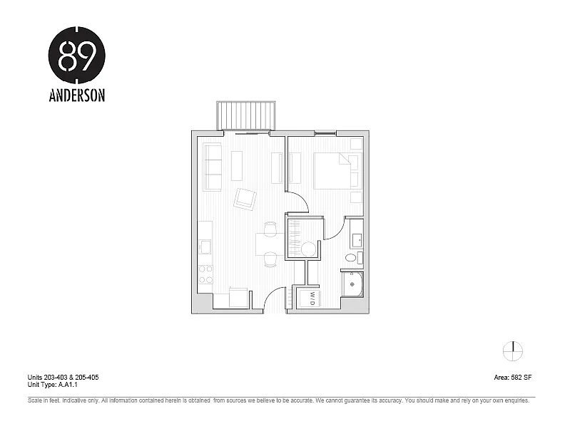 Floor plan 89 Anderson 1BD Plan A