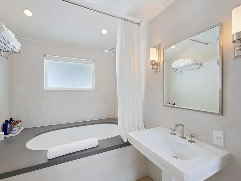 Elegant bathroom with fresh towels and all the essentials.
