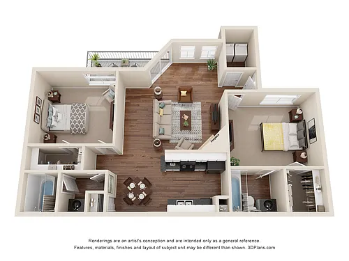 Floor plan 2 Bed 2 Bath Luxury Renovated 977 sq ft