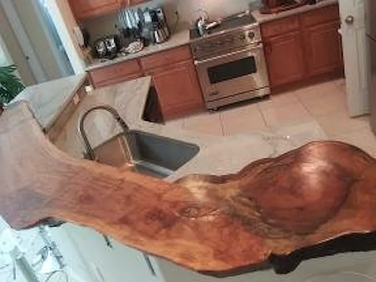 Kitchen counter-Natural Quartzite Granite with
Live edge natural wood,custom made, counter top