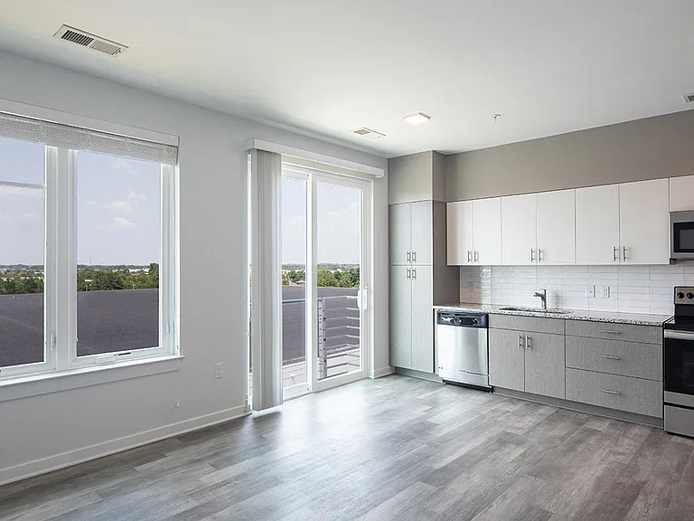Open floor plan in one bedroom apartment