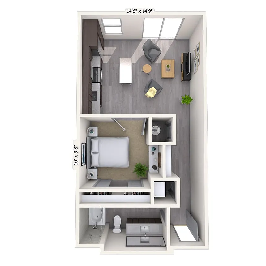 Floor plan Studio 0x1 605-628 SF