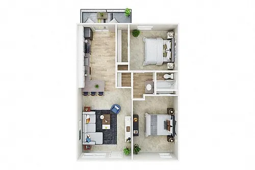 Floor plan 2 Bedroom 1 Bath