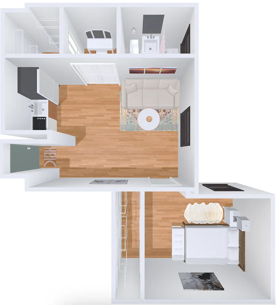 Floor plan 1bd/1b 5