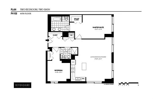 Floor plan 2 Bed_2 Bath Penthouse-PH102