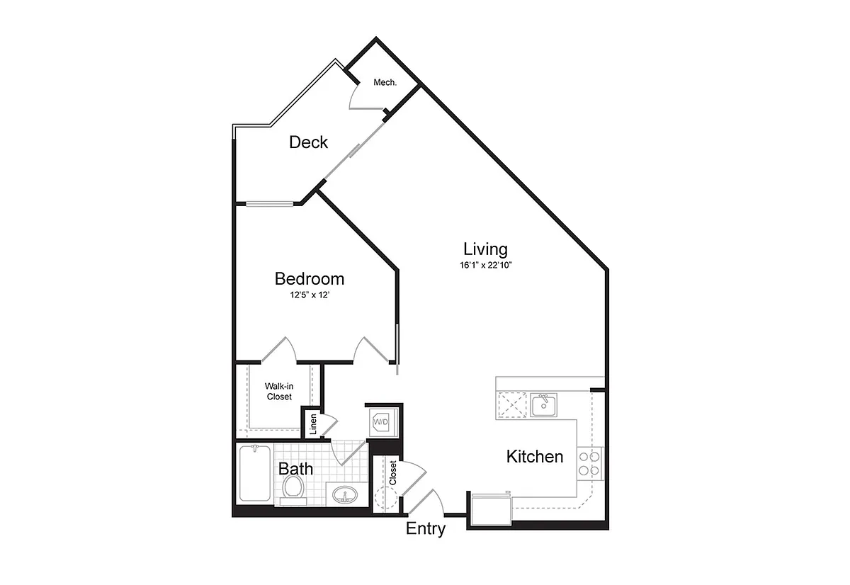 Floor plan 1-Bedroom 1-Bathroom | 874 sqft