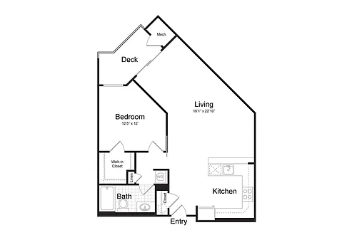 Floor plan 1-Bedroom 1-Bathroom | 874 sqft
