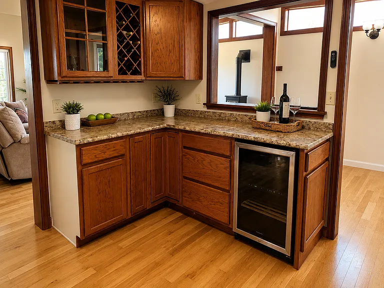 Perfect Entertaining Area Featuring a Wine Bar and Fridge