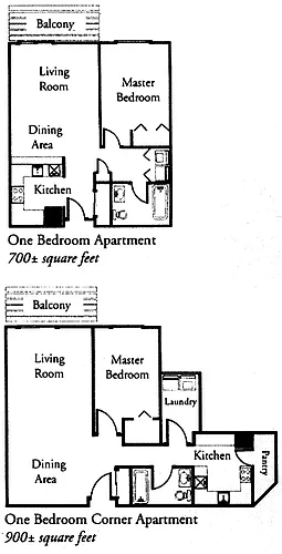 Floor plan Phase II one bedroom corner