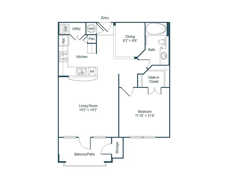 A2 Floor Plan - 1 Bedroom A2 Floor Plan - 1 Bedroom
