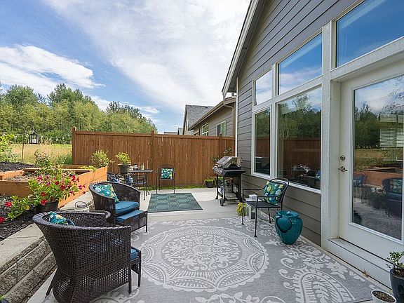 back yard with raised garden