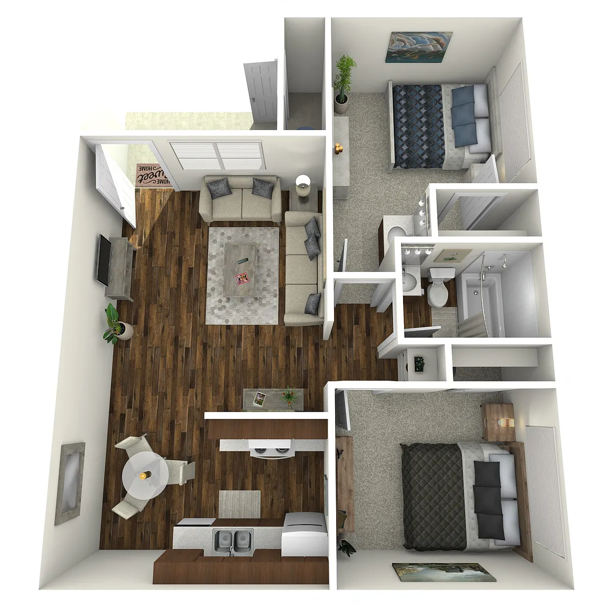 Floor plan 2 Bedroom 1.25 Bath