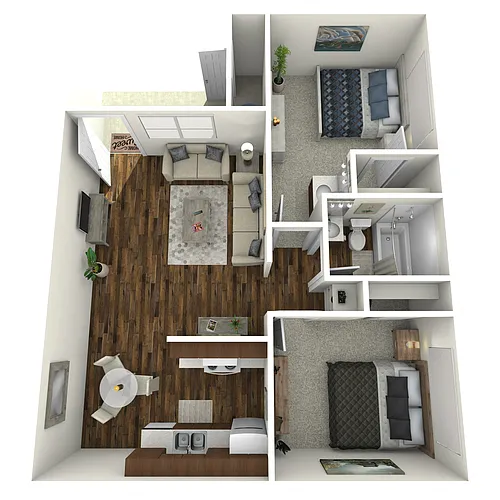 Floor plan 2 Bedroom 1.25 Bath