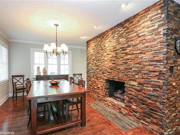 Dining room with fireplace